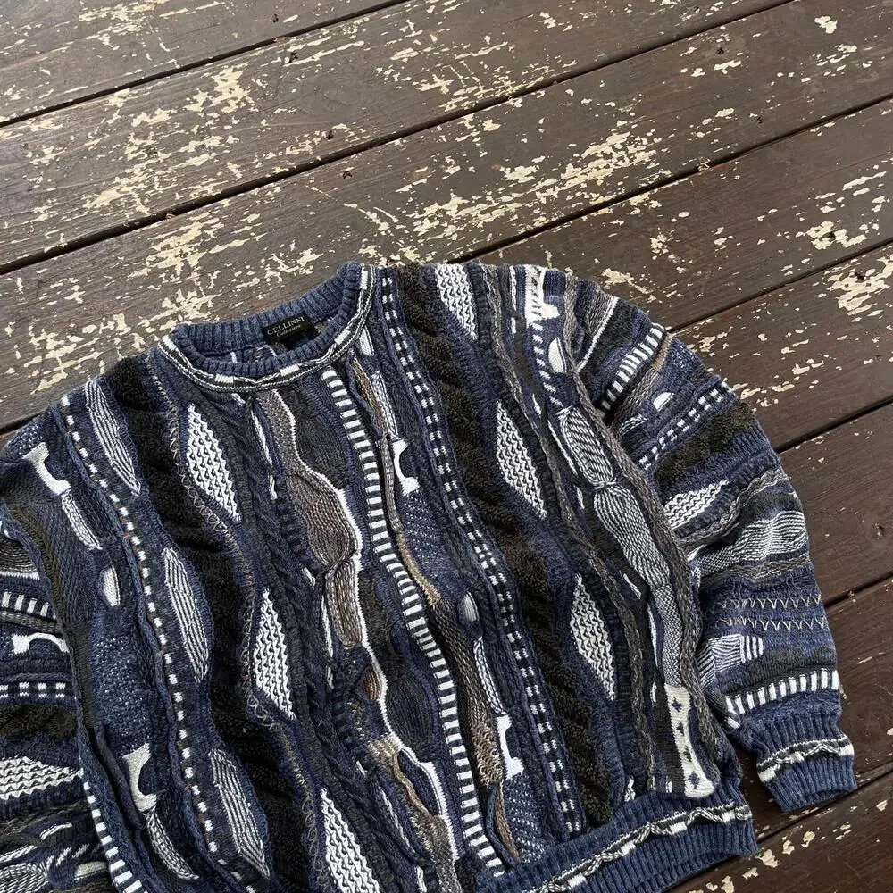 (S) Vintage 90s Y2K Coogi Style 3D Textured Knit Sweater - Picture 2 of 5